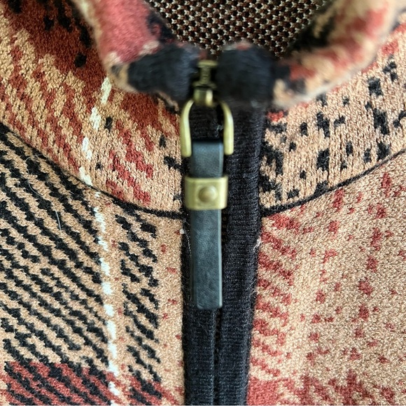 Tahari Plaid Knit Zip-Up Poncho Cape Fringe Brown Black Women’s 2X 3X Plus Size - Picture 7 of 11